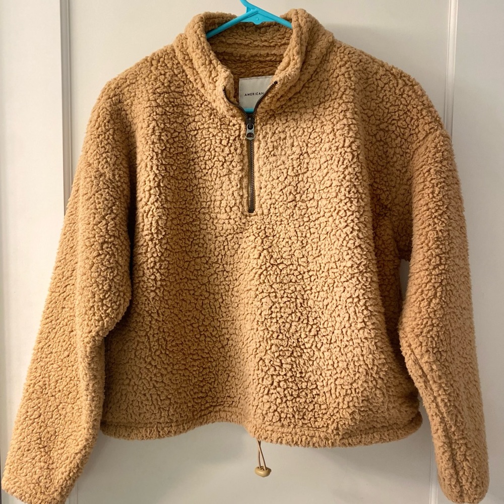 A hardly worn adorable quarter zipped teddy jacket